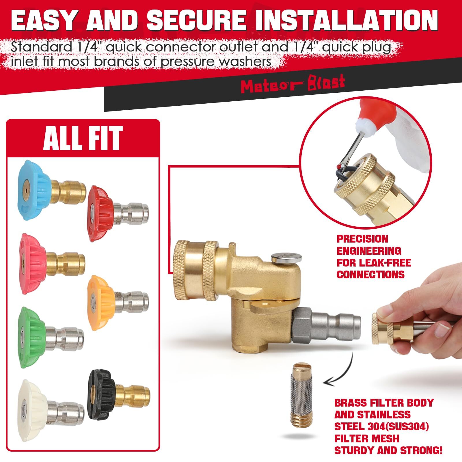 Quick Connect Pivoting Coupler120 Degree with 5 Angles for Pressure Washer No…