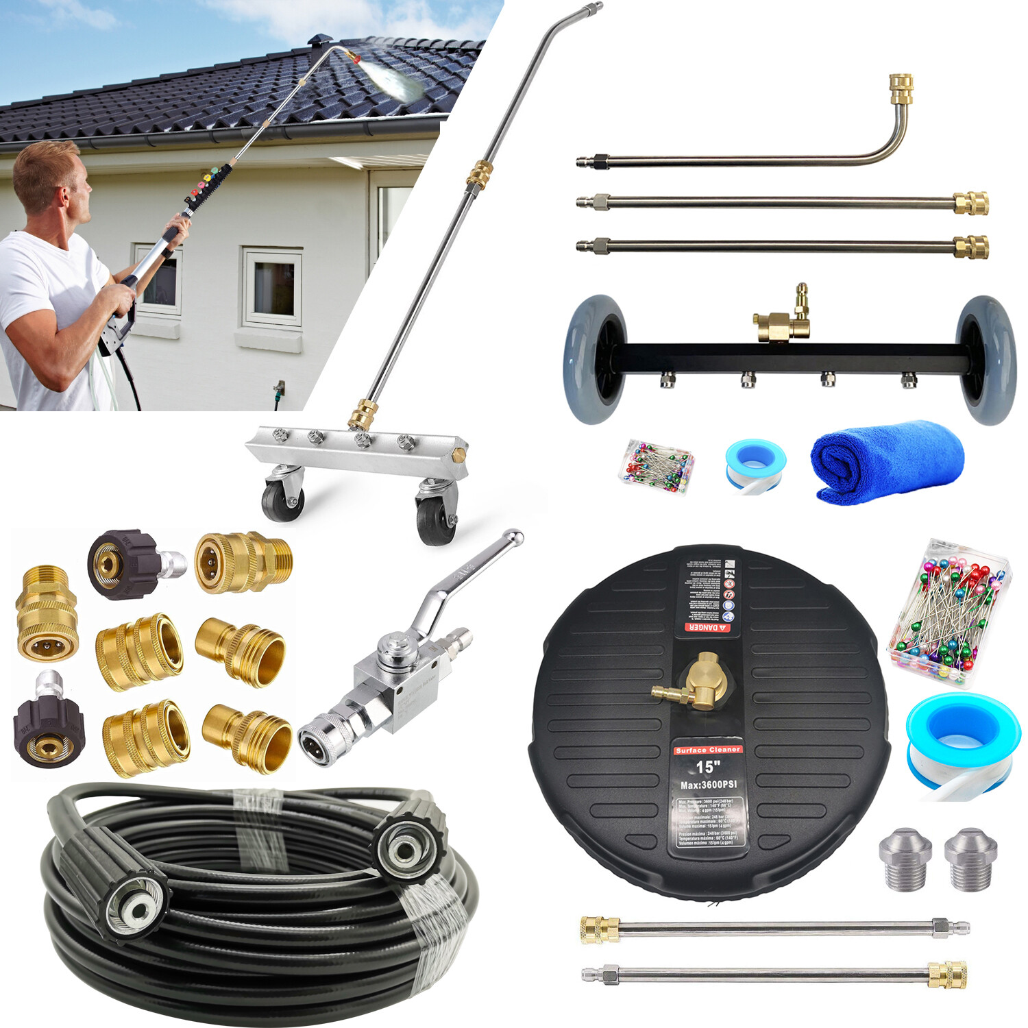 Pressure Power Washer Undercarriage Under Car Wash Surface Cleaner Water Broom