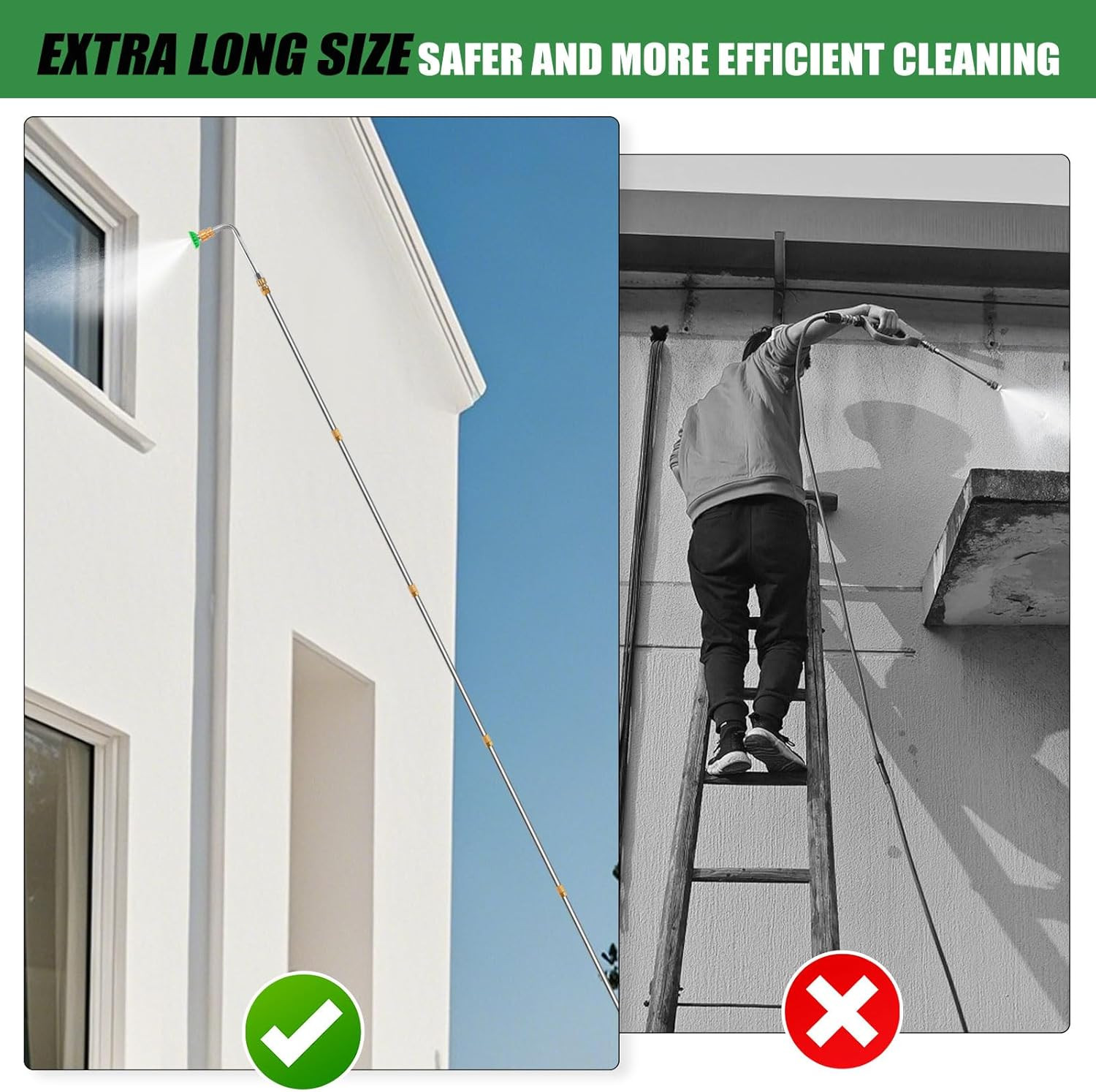 Gutter Cleaning Tools From the Ground, 9 Pack 8 FT Pressure Washer Extension Wan