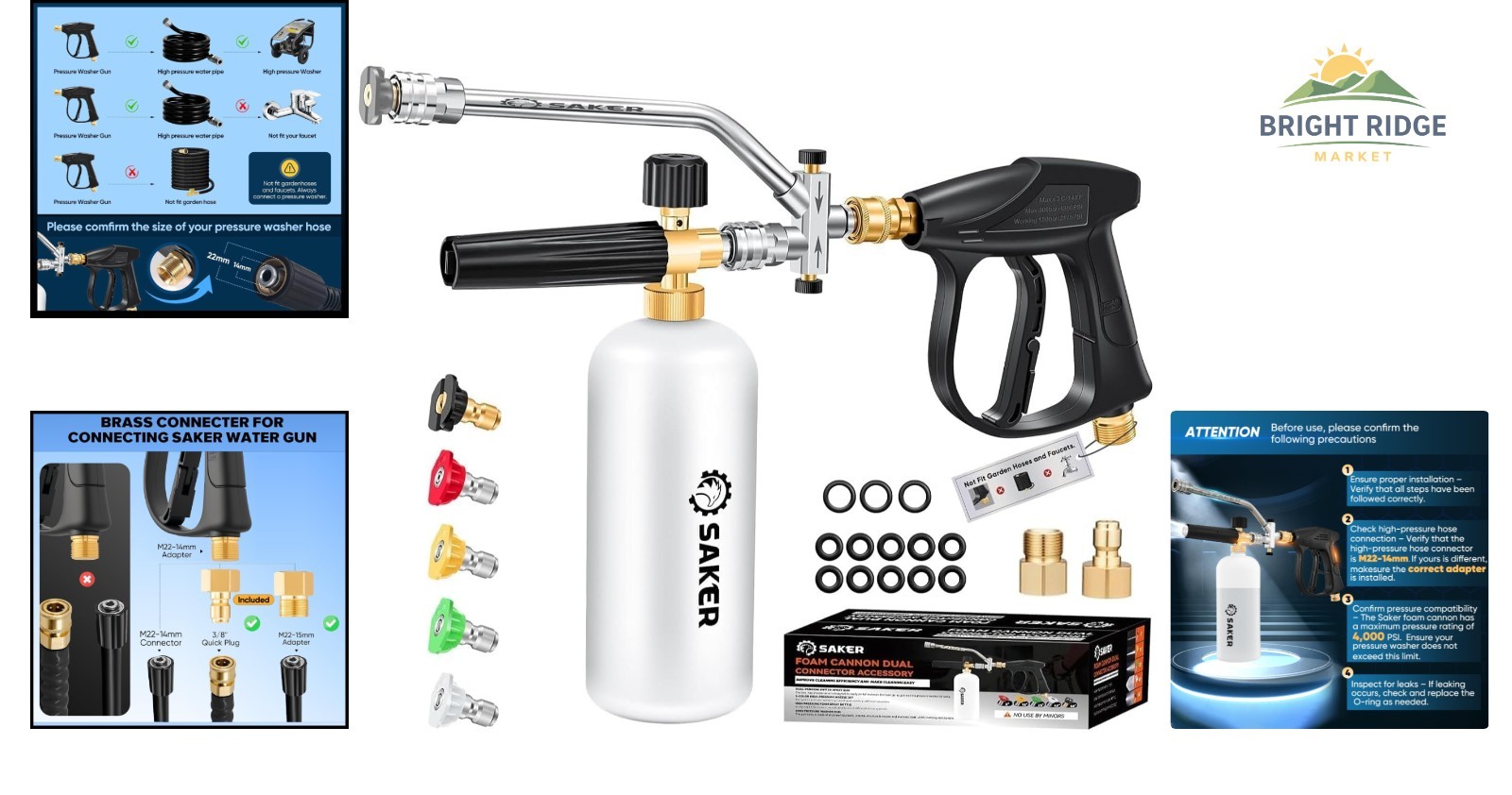 Complete Foam Cannon Accessory Set for Pressure Washers with Adapters Included