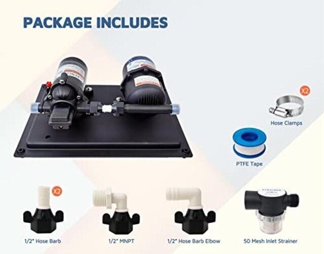 RV Water System – Accumulator Tank System – 12Vdc, 4.0 GPM, 45 PSI, 0.2 Gallon