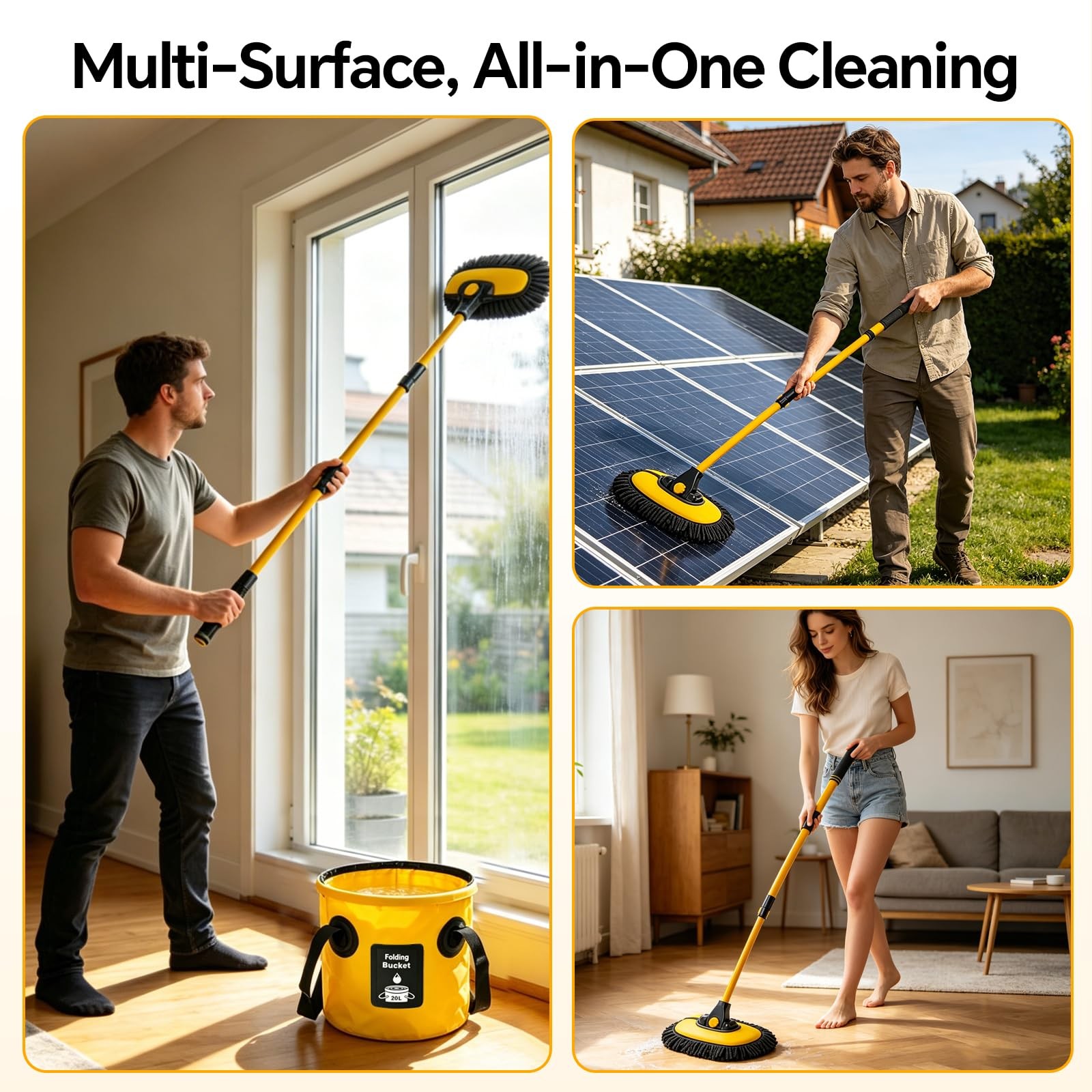 AutoShark 7-in-1 Car Wash Kit with 20L Folding Bucket & Brush – Car Wash Mop …