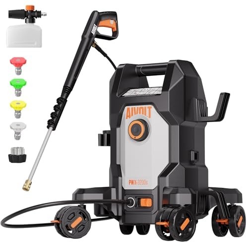 AIVOLT Electric Pressure Washer 4800 PSI 4-Wheel, 4 Nozzles, Soap Tank