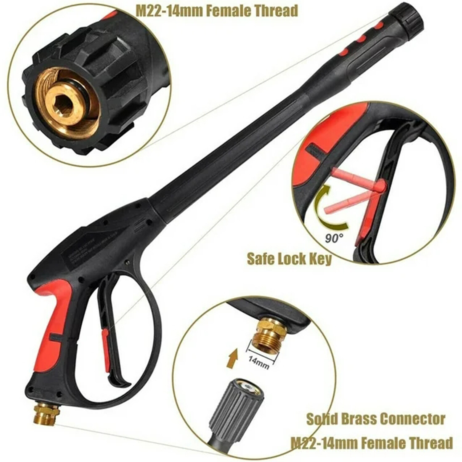 4000PSI High Pressure Car Power Washer Gun Spray Wand Lance Nozzle and Hose Kit