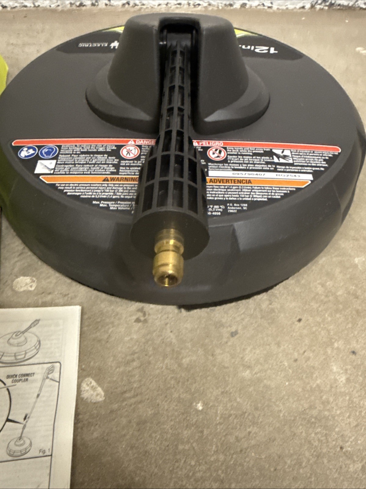 GENTLY USED RYOBI 12″ 2,300 PSI Electric Pressure Washers Surface Cleaner