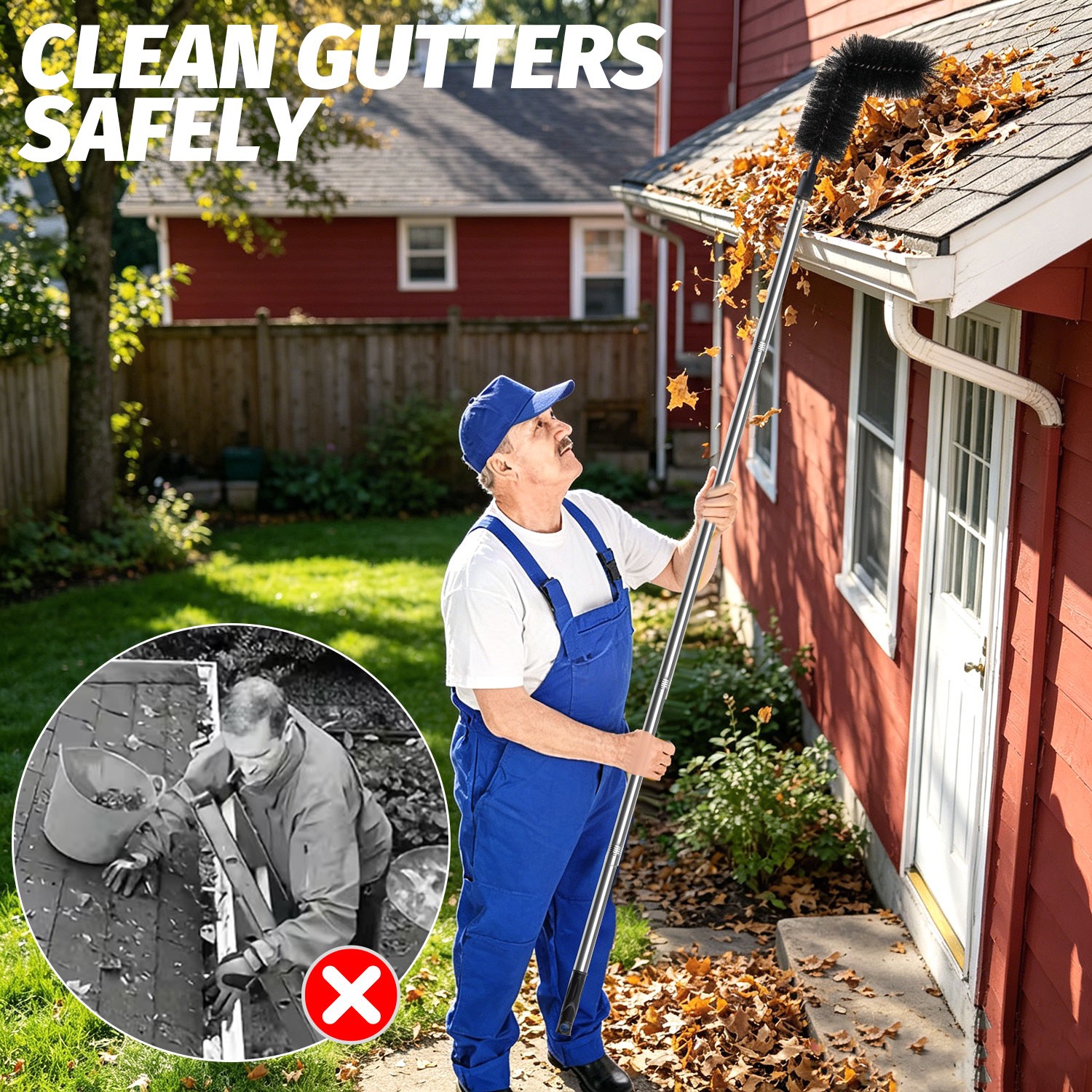 Gutter Cleaning Tools, Rain Gutter Cleaning Brush for Removing Leaves