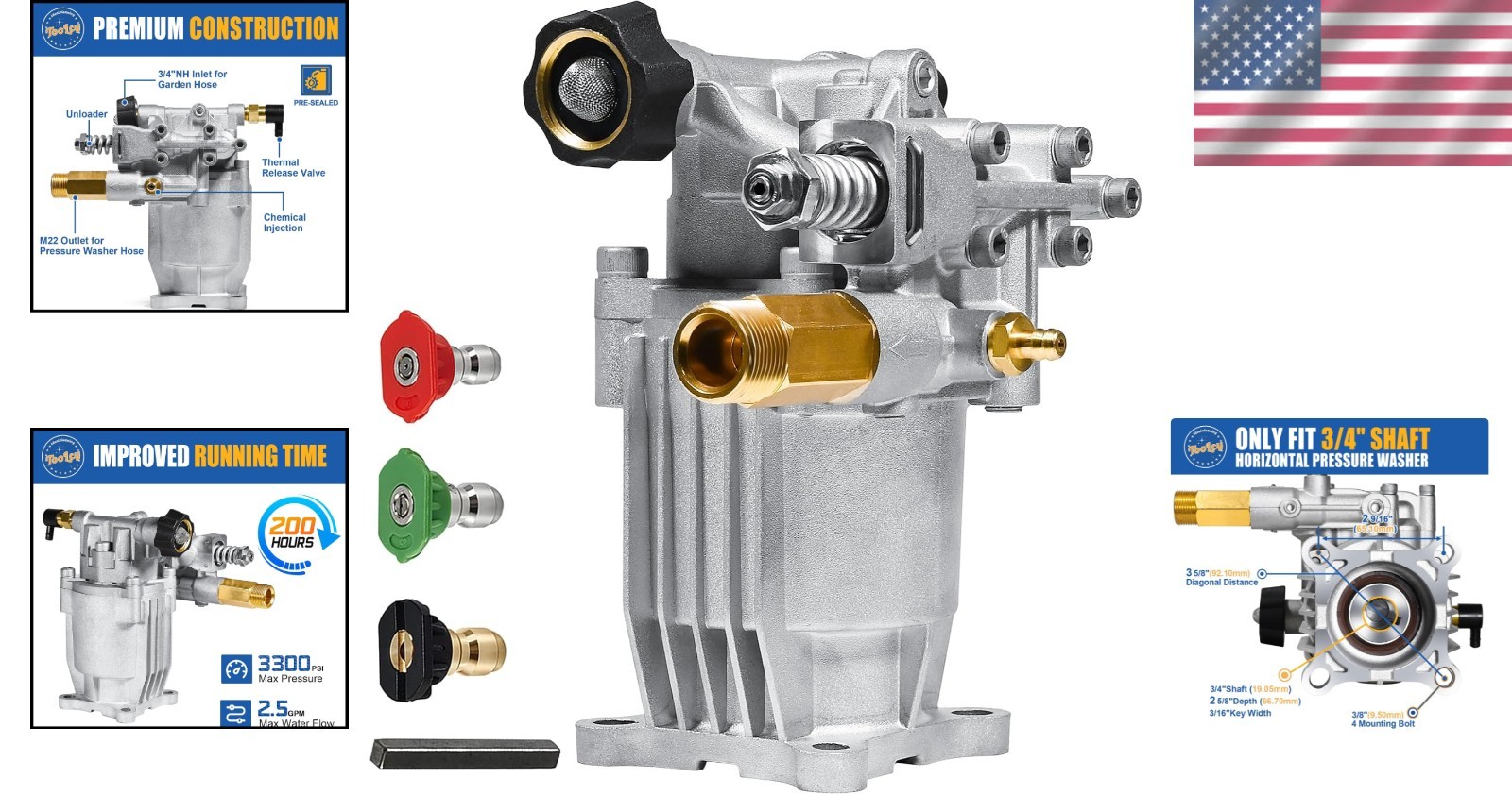 Revolutionary 3/4″ Shaft Pressure Washer Pump – Optimal 3300 PSI Performance