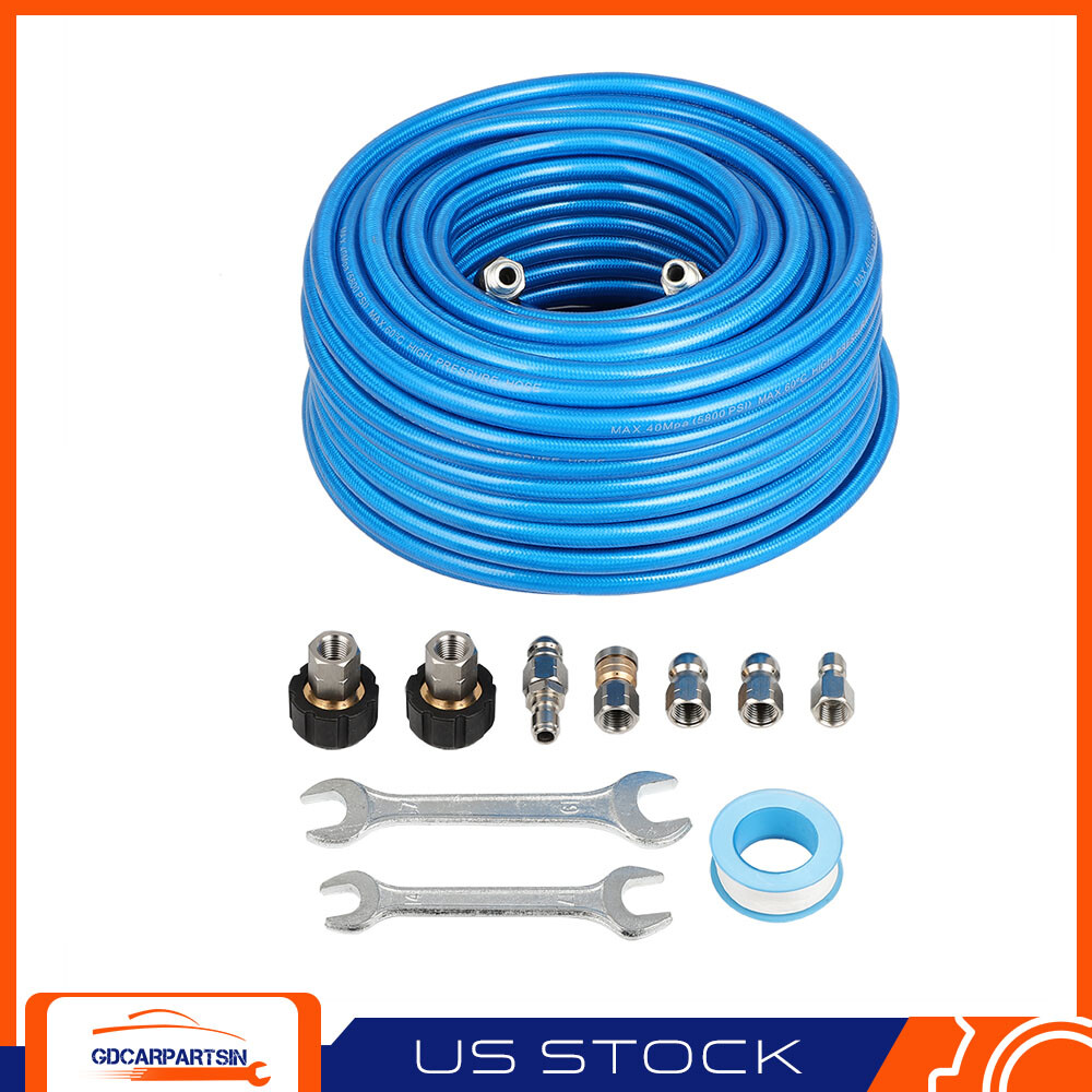 100ft Sewer Jet Kit for Pressure Washer 1/4″ M-NPT Drain Cleaner Hose 5800 PSI
