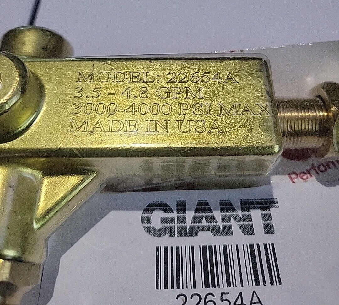 Giant 22654A Unloader Valve, 4000 PSI Max. 4.8 GPM Max. – USA Made