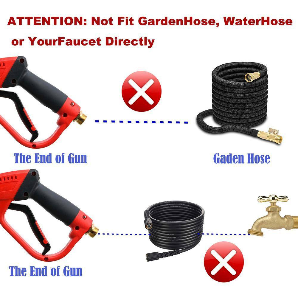 5000 Psi 4 In. Red Deluxe Pressure Washer Gun, Pressure Washer Wand M22 Fitting