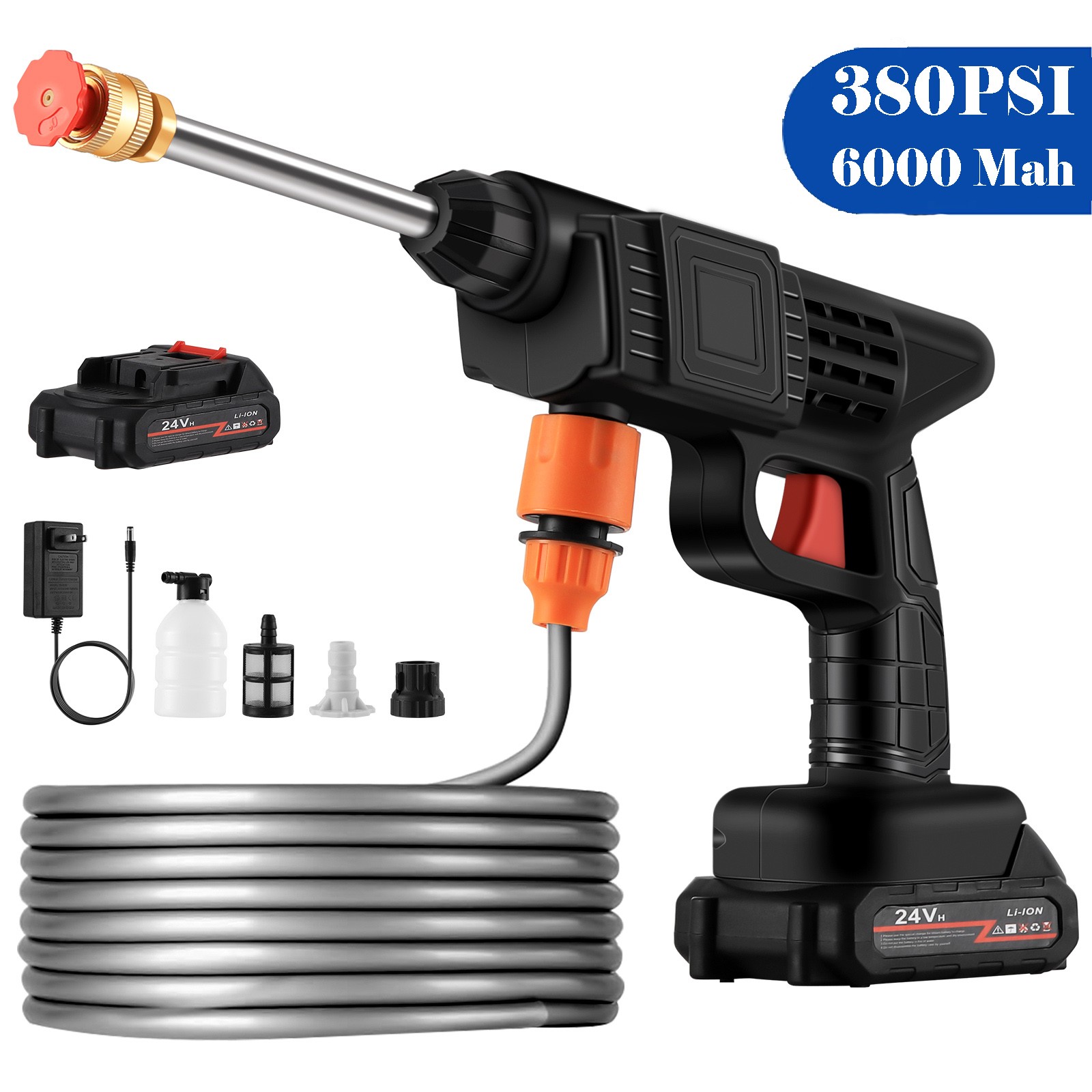 Cordless Pressure Washer Handheld Power Washer with 16.5ft Hose for Car Cleaning