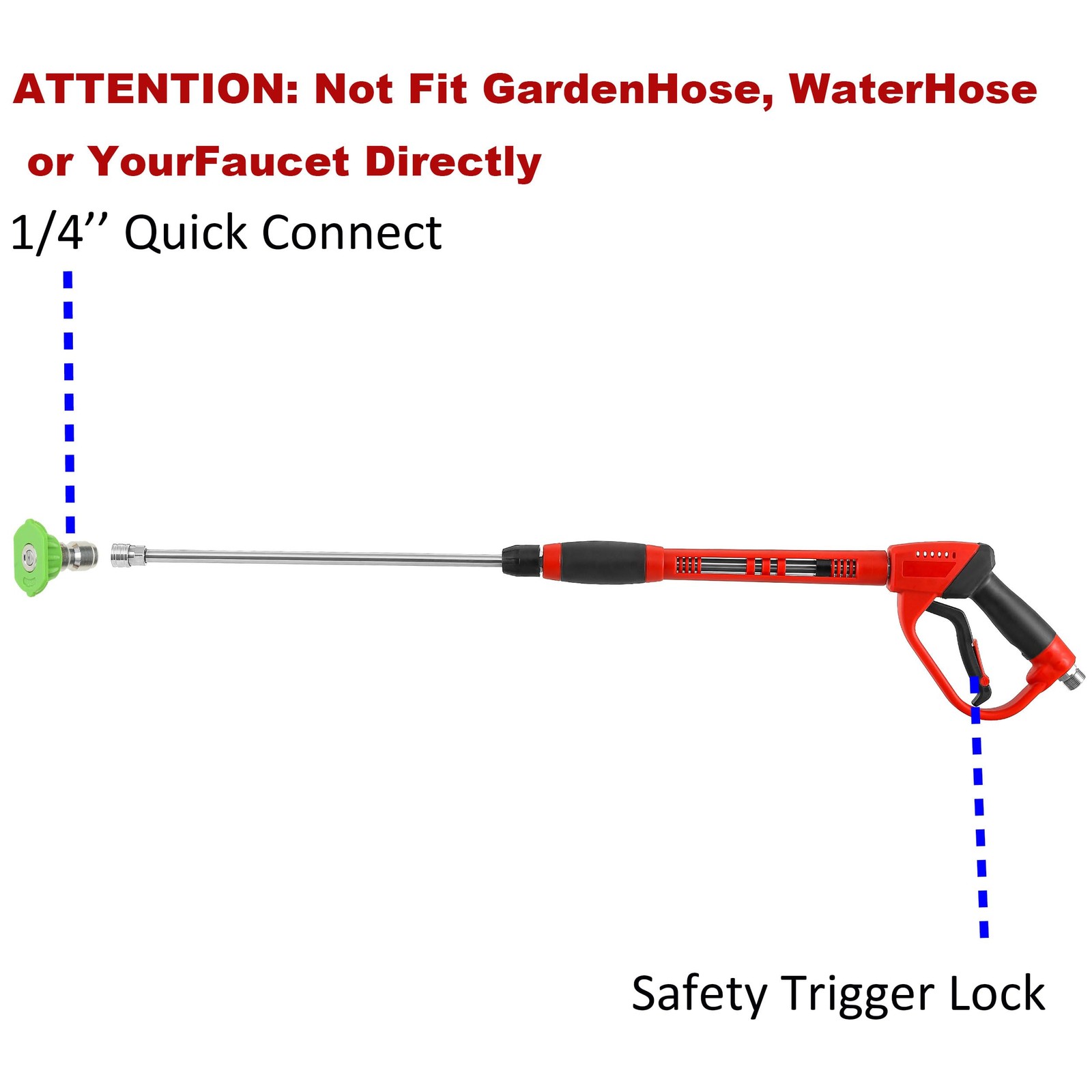 Deluxe Pressure Washer Gun, with Replacement Wand Extension, 5 Nozzle Tips, M…