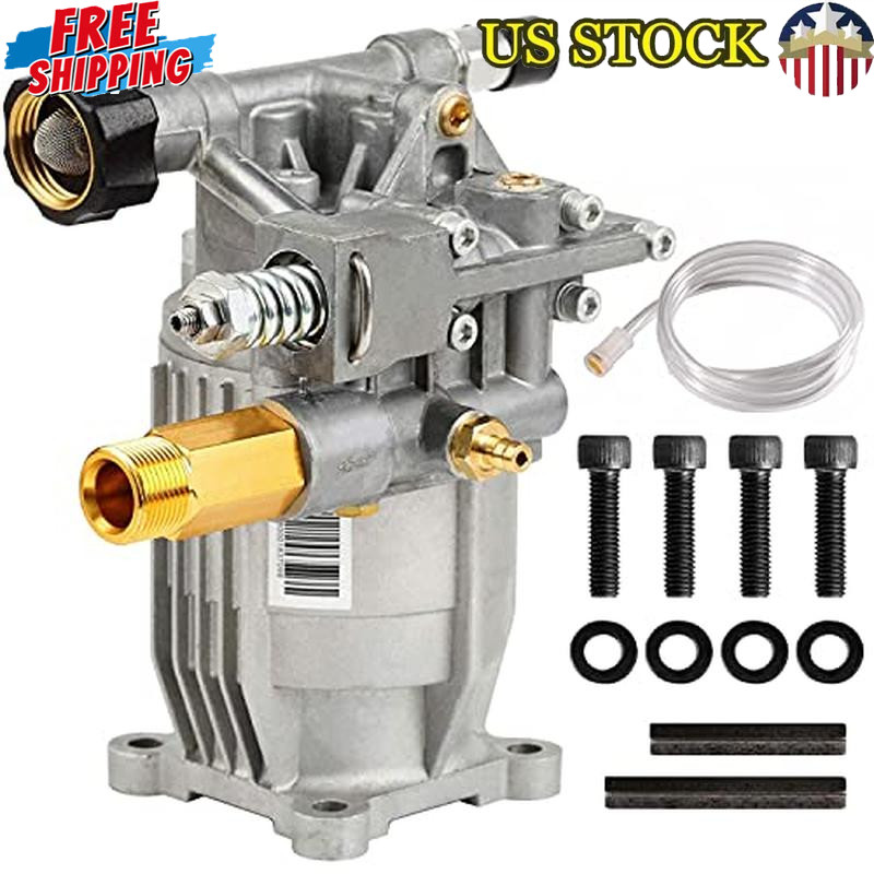 3/4In Shaft Horizontal Pressure Washer Pump 3400 PSI 2.5 GPM Durable Replacement