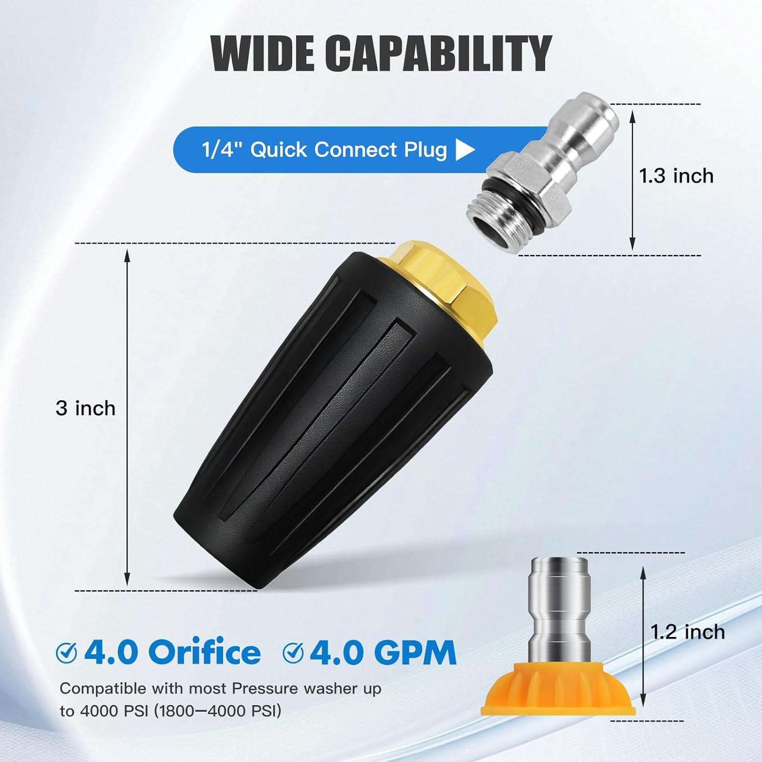 Efficient Pressure Washer Spray Nozzle Set – 4000 PSI, Quick Connect, 5 Tips