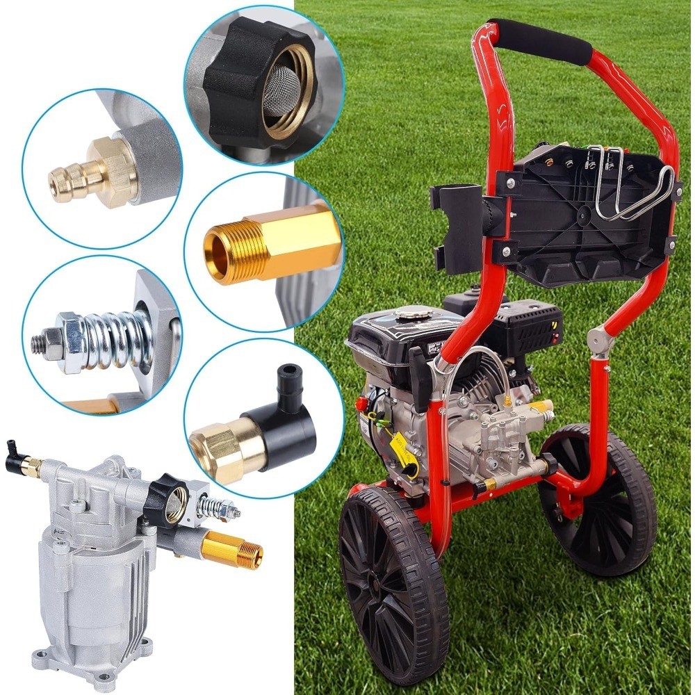 Horizontal Axial Plunger Pressure Washer Pump 3/4 Inch Shaft 3400 PSI 2.5 GPM