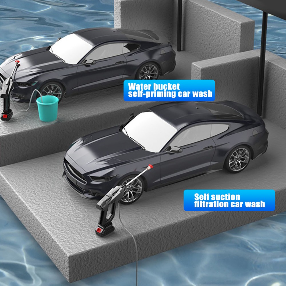 30Bar 21V Cordless Car Washer Rechargeable High Pressure Car Water Gun 300W