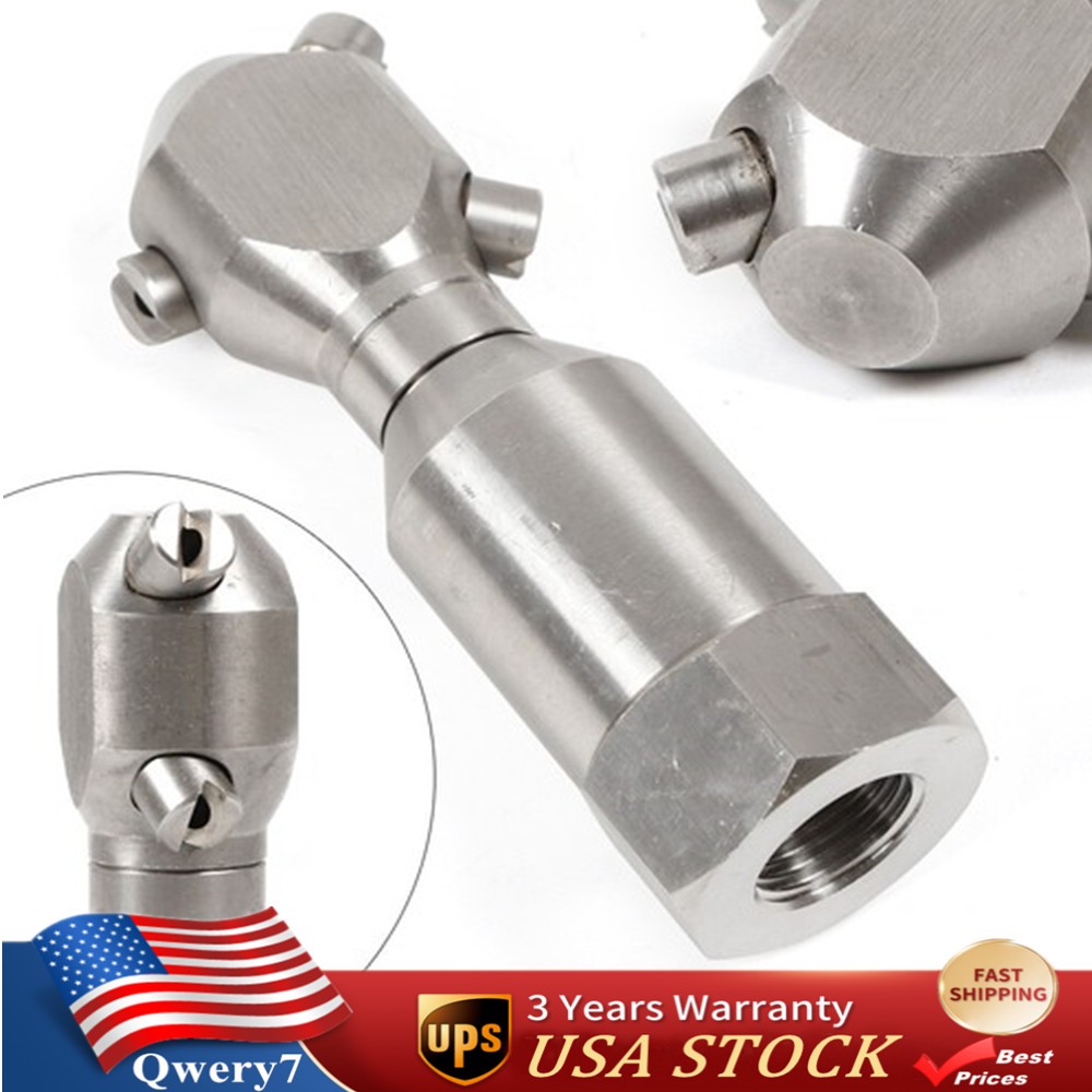 1/2-inch 360 Spinning Jetting Nozzle Drain Sewer Cleaning Jetter Head Stainless