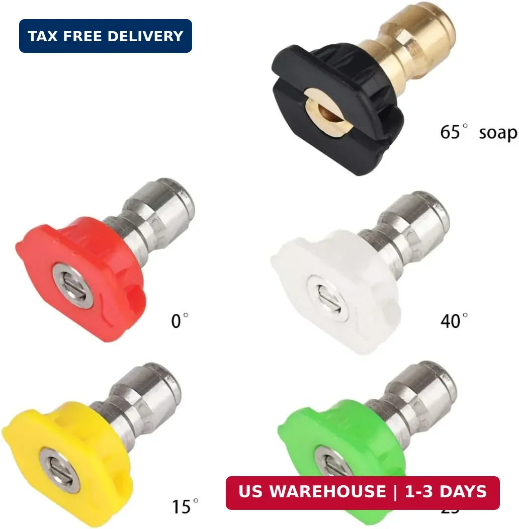 5 Pack Pressure Washer Spray Nozzles Tips + 40 Pcs O-Rings Replacement for 1/4 i