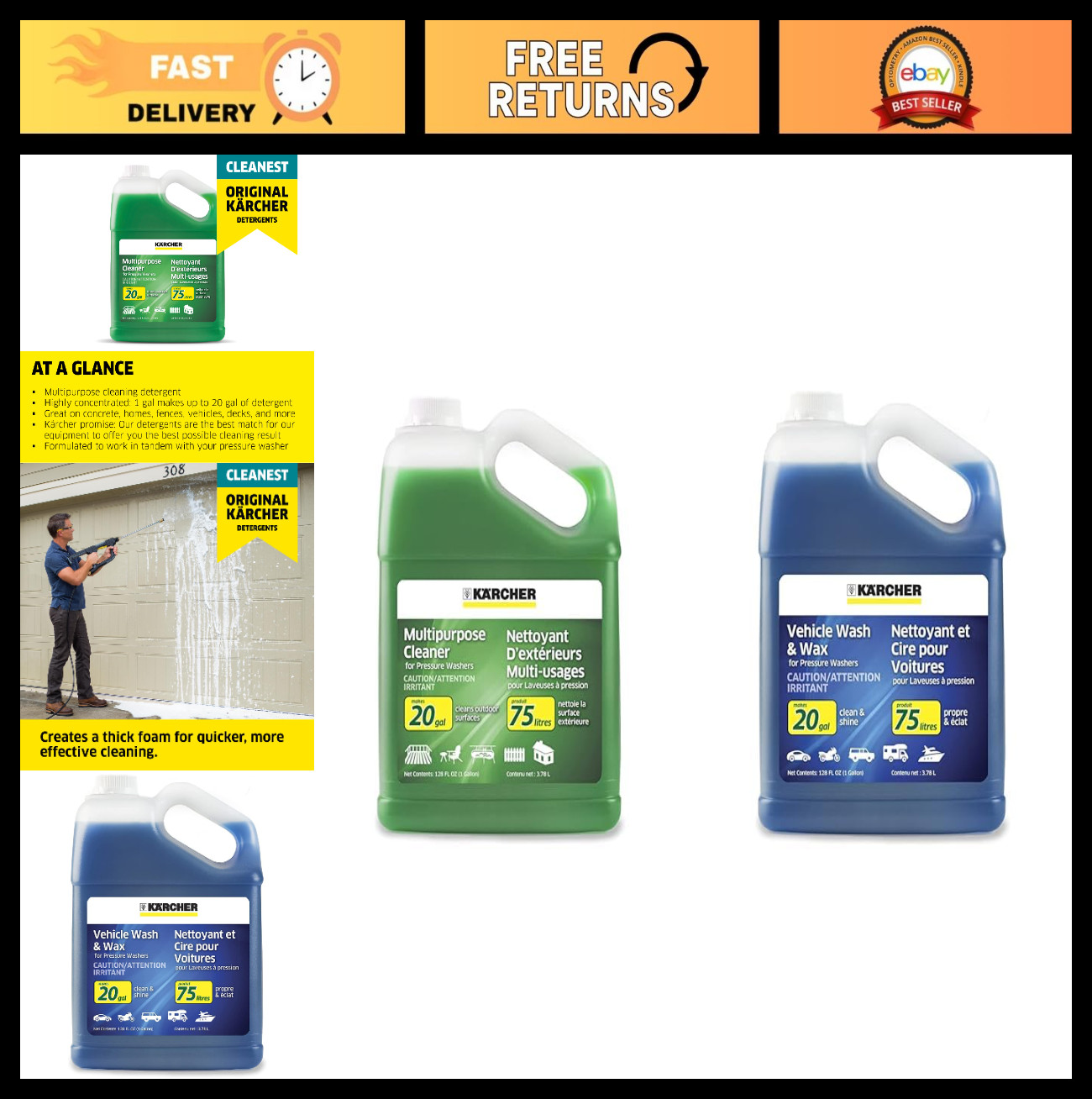 Multi-Purpose Pressure Washer Soap Concentrate Bundle – 1 Gallon for Outdoor & C