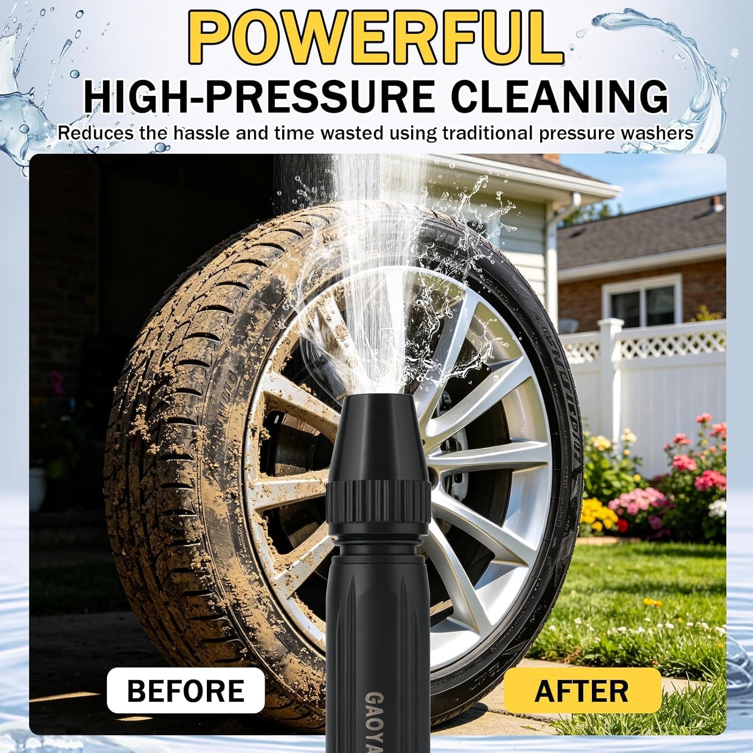 2× Home High-Pressure Car Wash Water Gun w/ Booster Nozzle Garden Watering Spray