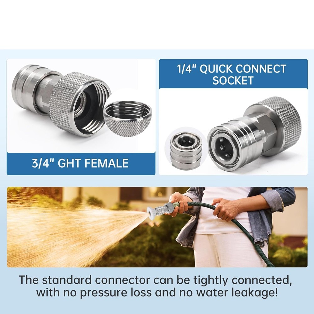 Garden Hose to Pressure Washer Adapter, 3/4inch GHT to 1/4inch Connect,6425