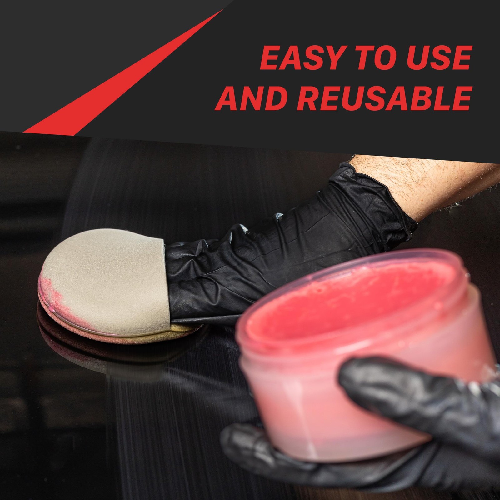 Car Wax Applicator, Finger Pocket Foam, 3.5 Inch, 2-Pack | Ergonomic Grip, No…