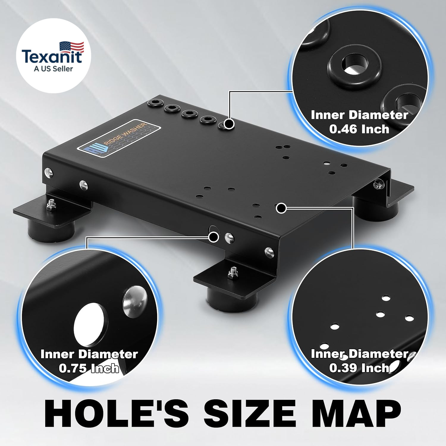 Pressure Washer Skid Plate Frame, Painted Steel with Detachable Fixed Rubber Fee