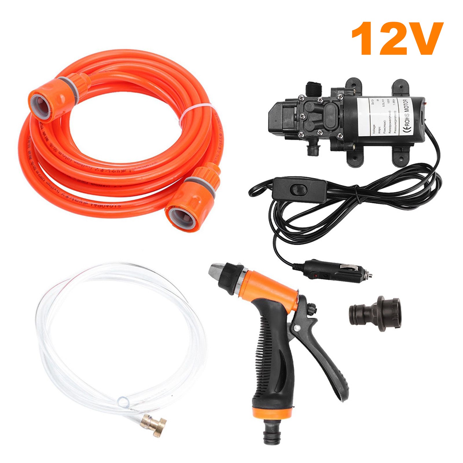 12V 160PSI Washdown Wash Pump Kit Electric DIY Car Washer Cleaner Sprayer Tool