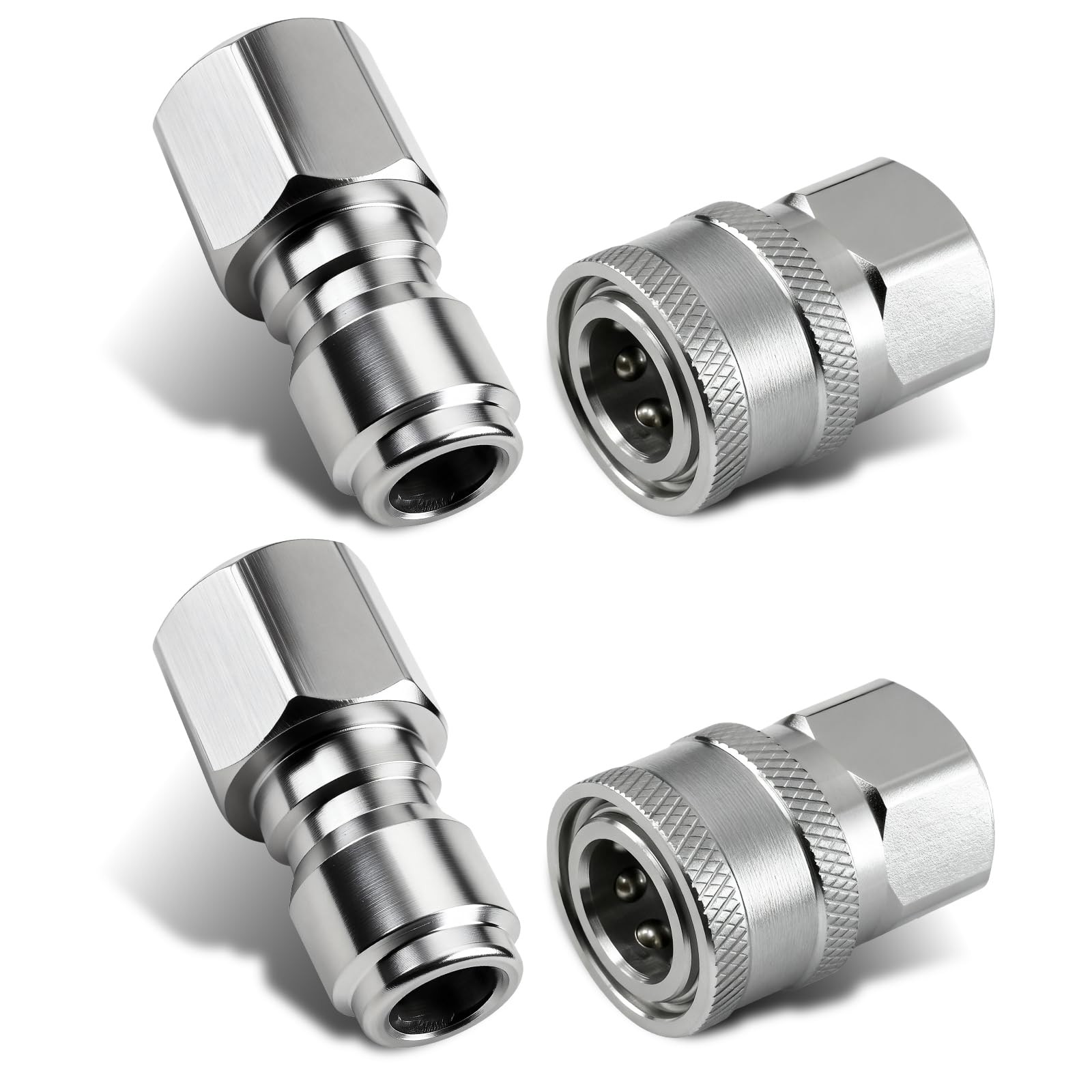 4 PCS 3/8 Inch NPT Pressure Washer Quick Connect Adapter Set Stainless