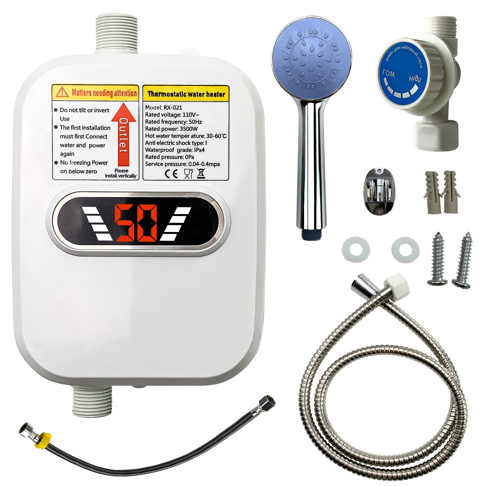 Electric Tankless Water Heater 3500W Instant Hot Water Heater for Kitchen Sink