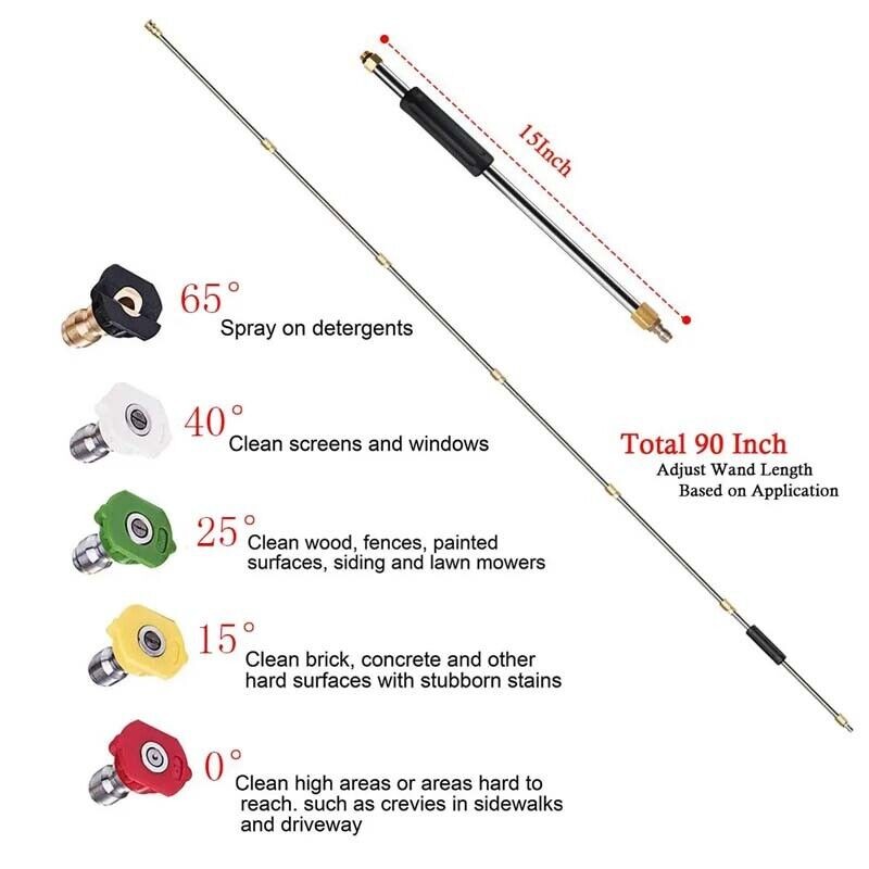 High Pressure Washer Gutter Gun Cleaner Attachment Wand Lance 4000 PSI Extension