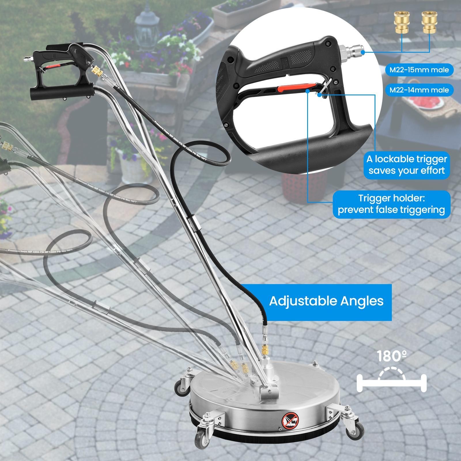 24″ Stainless Steel Commercial Dual Handle Power Washer Surface Cleaner 4000PSI