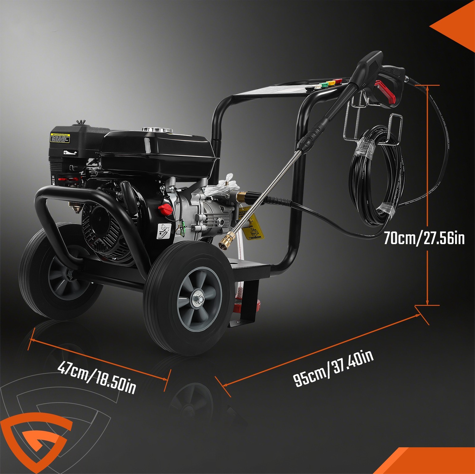 Gas Pressure Washer for Cars Fences Spray Gun Onboard Soap Tank 3.6L FUEL TANK