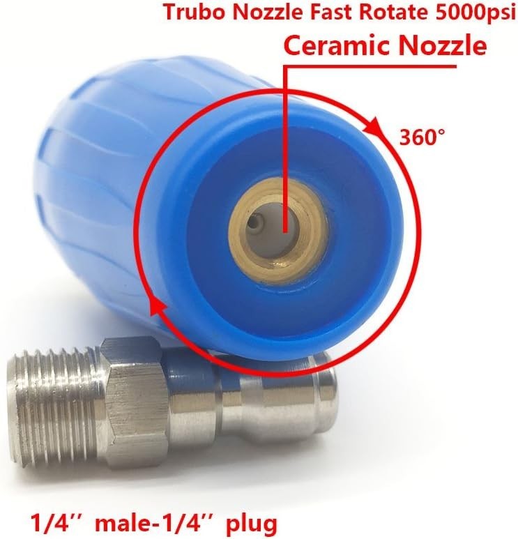 Turbo Nozzle Pressure Washer Accessories 360° Rotating Spray, 5000 Psi, 5.0 G…