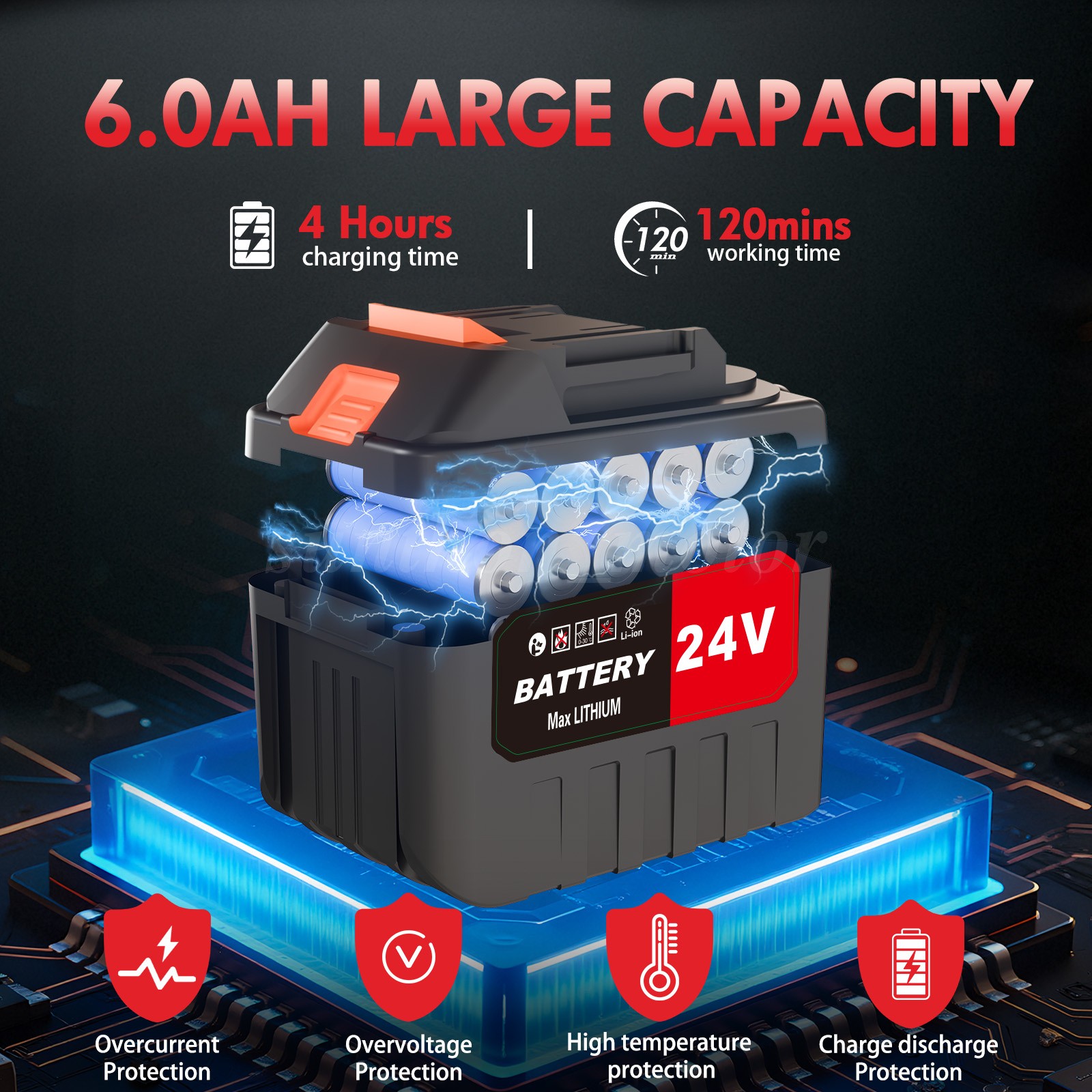 Cordless Pressure Washer 800W Portable Power Washer 6in1 Adjustable Nozzle 6.0Ah