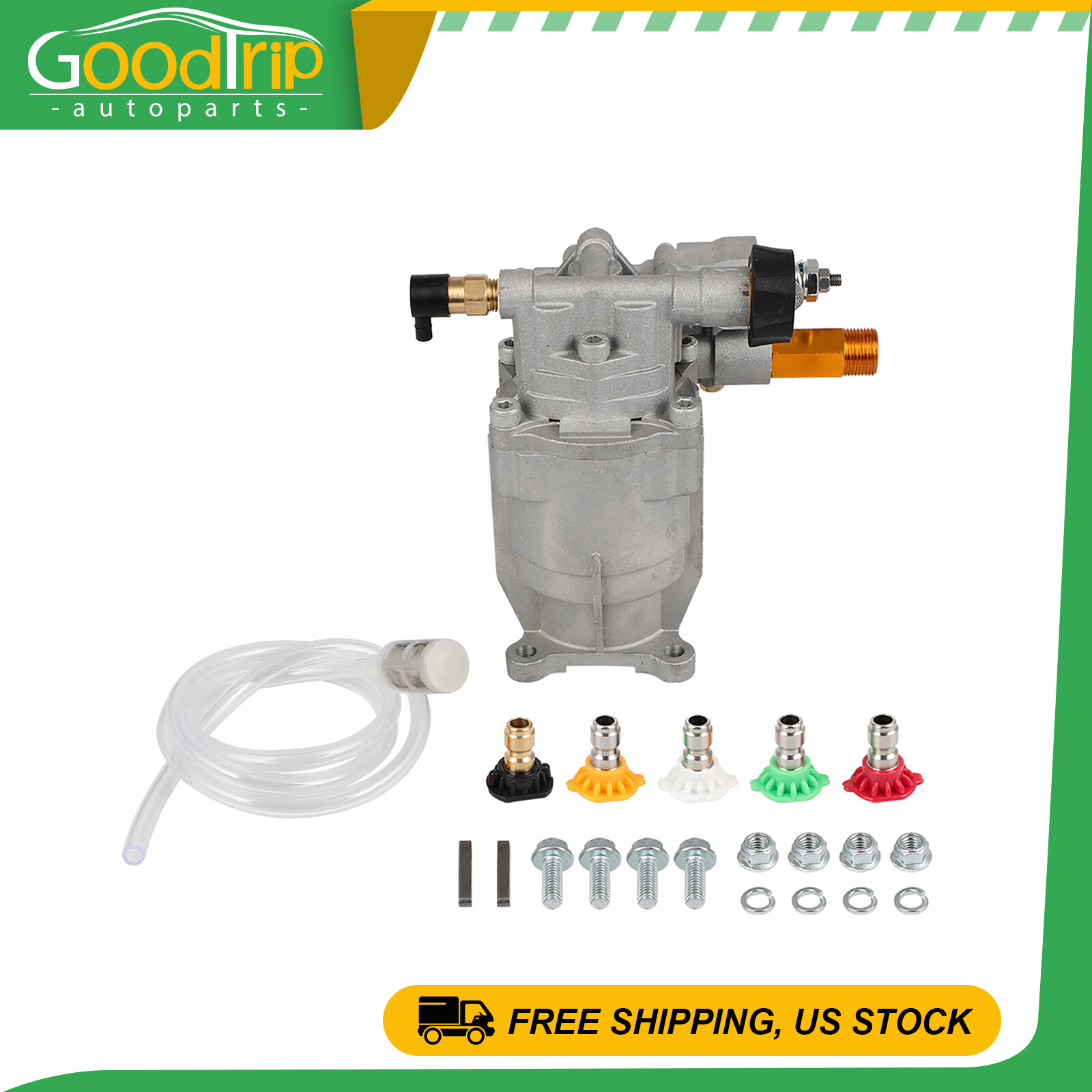 3/4″ with 5 Nozzles 2.5GPM 2700psi Pressure Washer Pump Power Shaft Horizontal