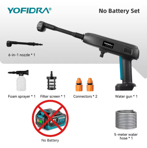 YOFIDRA 100Bar Pressure Washer 500W Spray Gun 22L Bucket for Makita