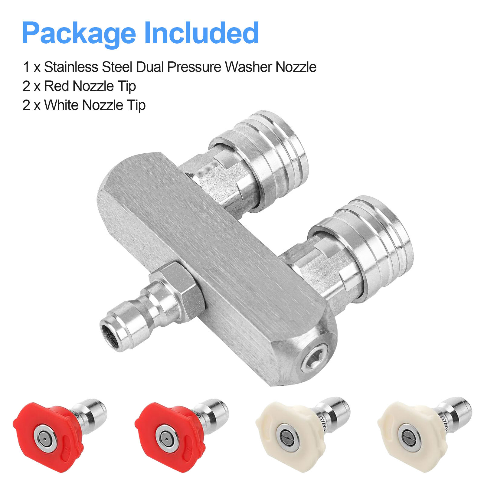 5Pcs 5000 PSI High Pressure Washer Dual Nozzle 1/4inch Quick Connect Spray Tip