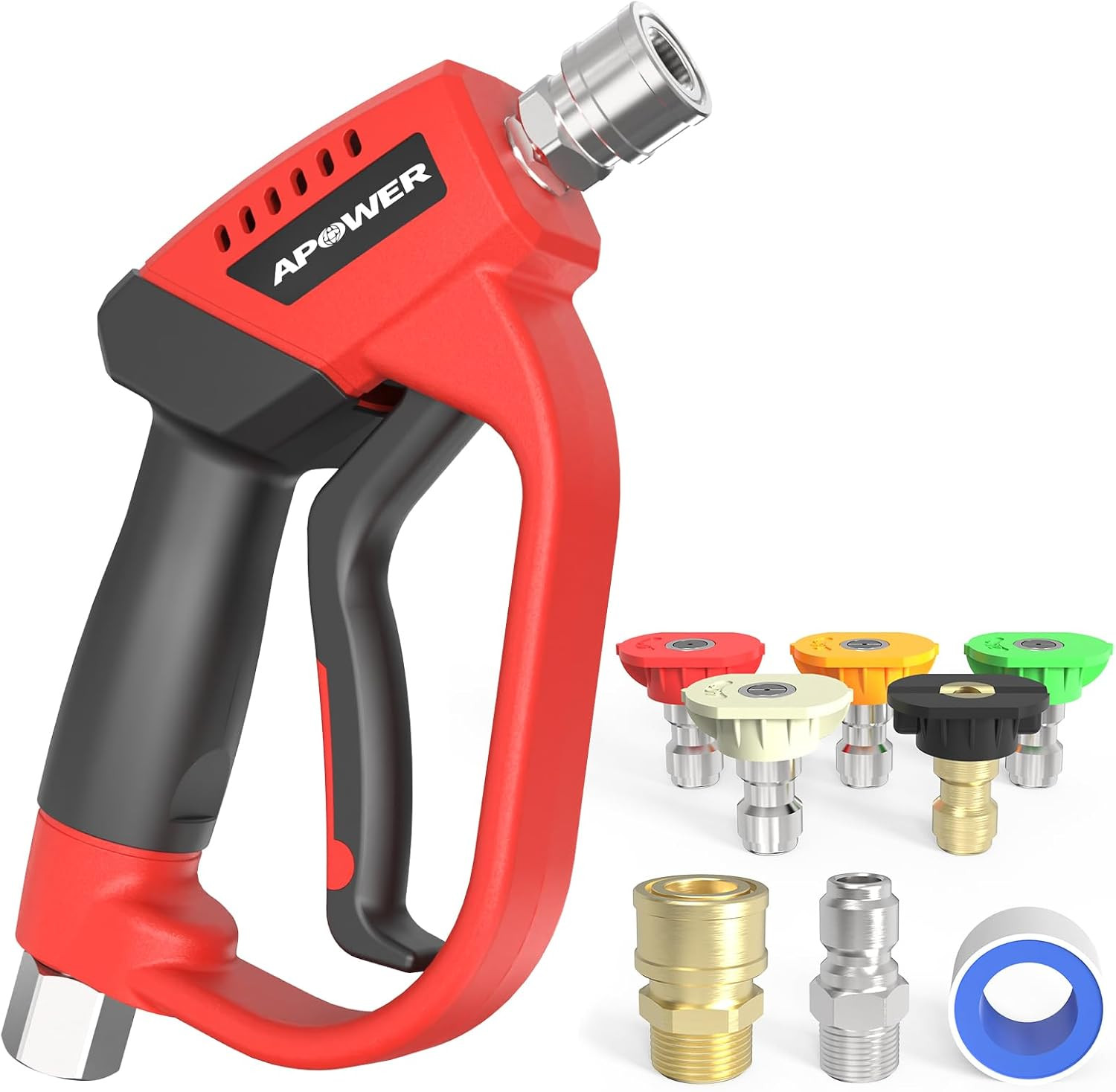 Pressure Washer Gun with 360 Swivel, Max 5000 PSI Power Washer Short Gun with 3/