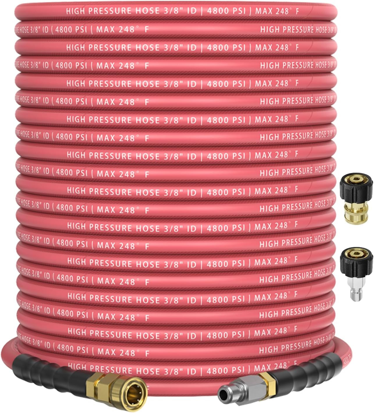 3/8″ 4800PSI Pressure Washer Hose 100FT with 360° Swivel Quick Connect, Flexible