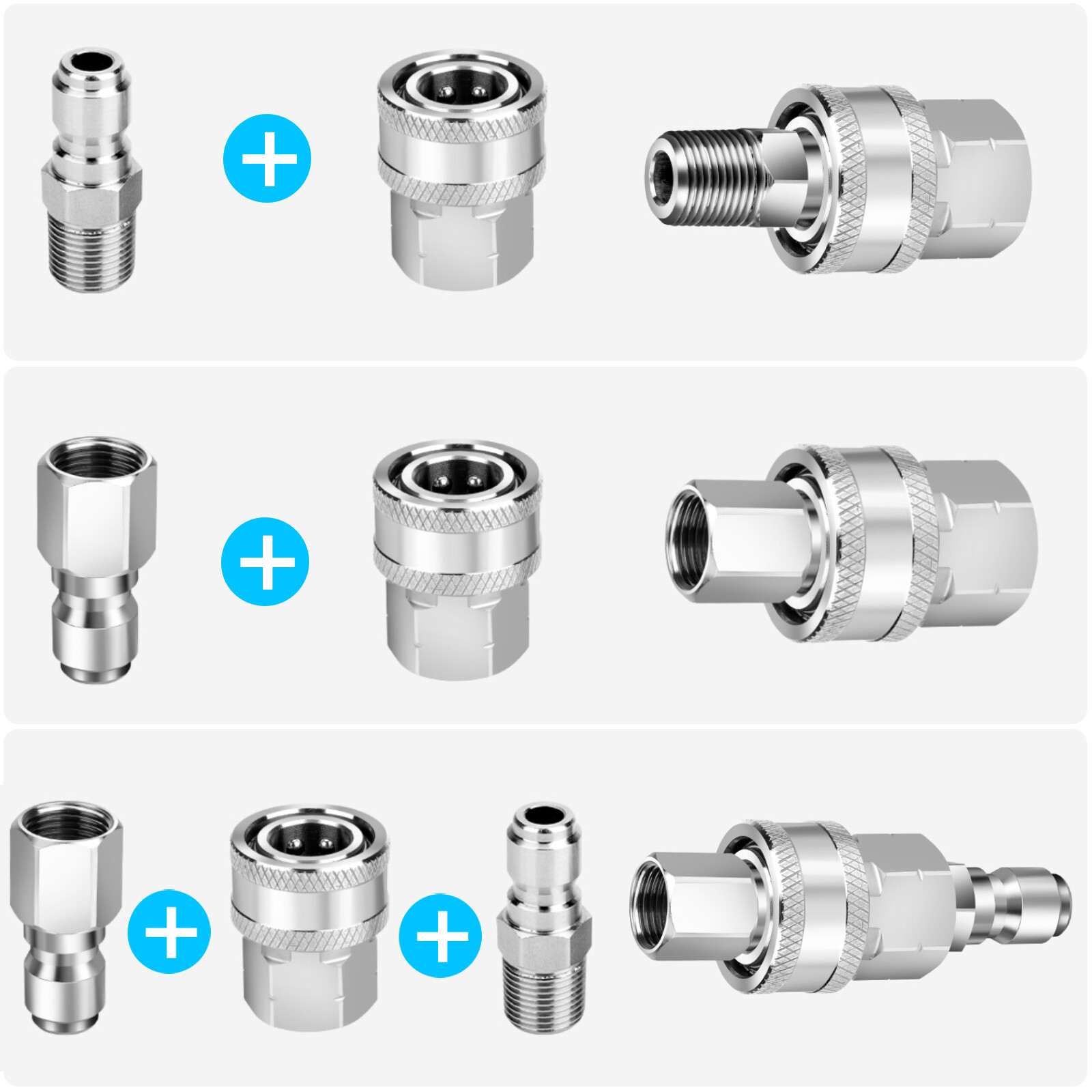 4Pcs NPT 3/8 Inch Pressure Washer Adapter Stainless Steel Quick Connect Fitting