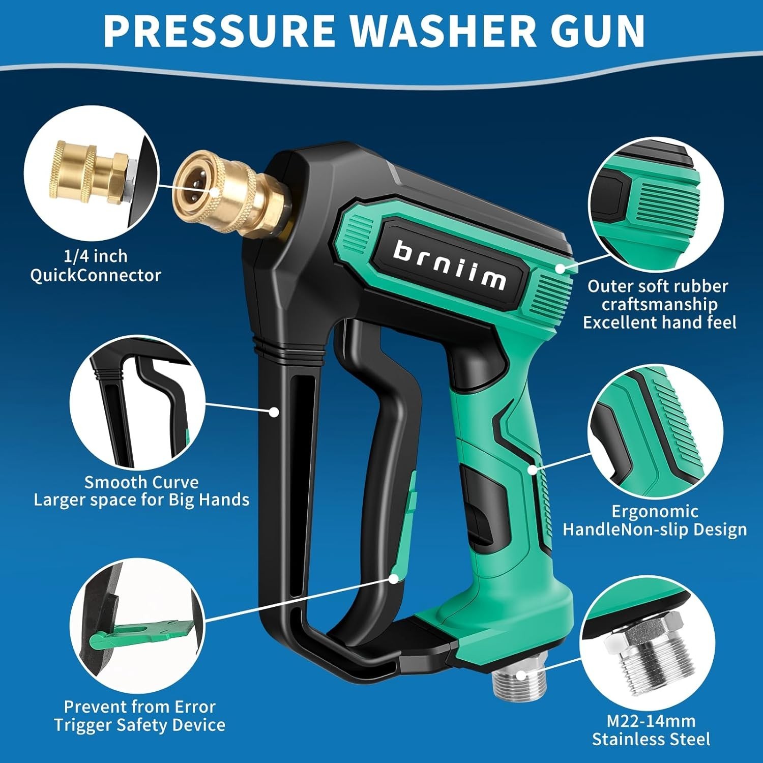Pressure Washer Gun with 360 Swivel, Max 5000 PSI Power Washer Short Gun with…