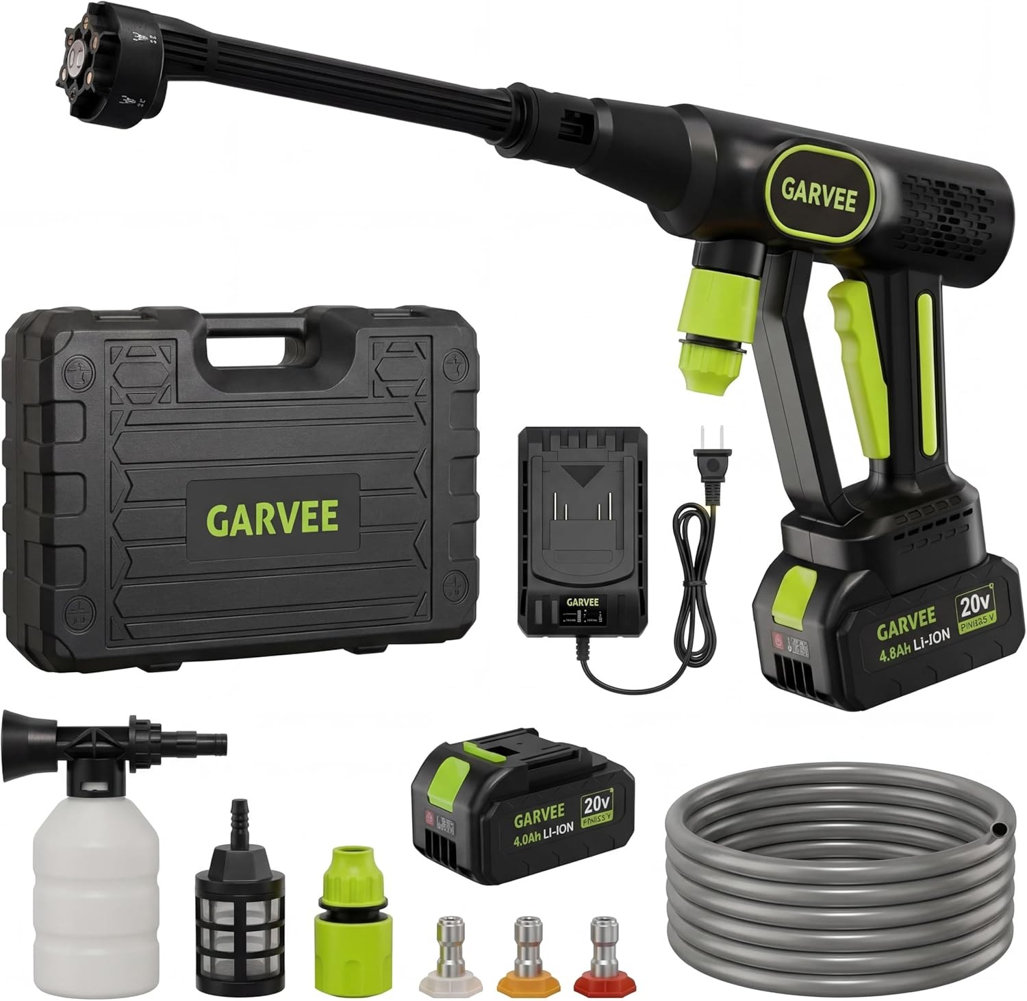 6 in 1 Cordless Pressure Washer Portable Power Washer Battery 320 PSI 26 ft Hose