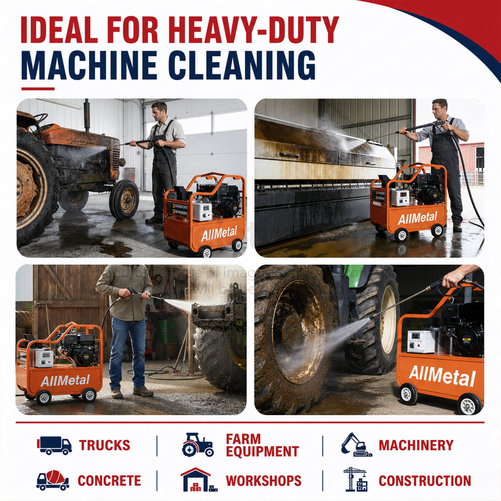 Pressure Washer：4000 PSI 4 GPM Hot Water 4-Stroke Gasoline Power Korejetmetal