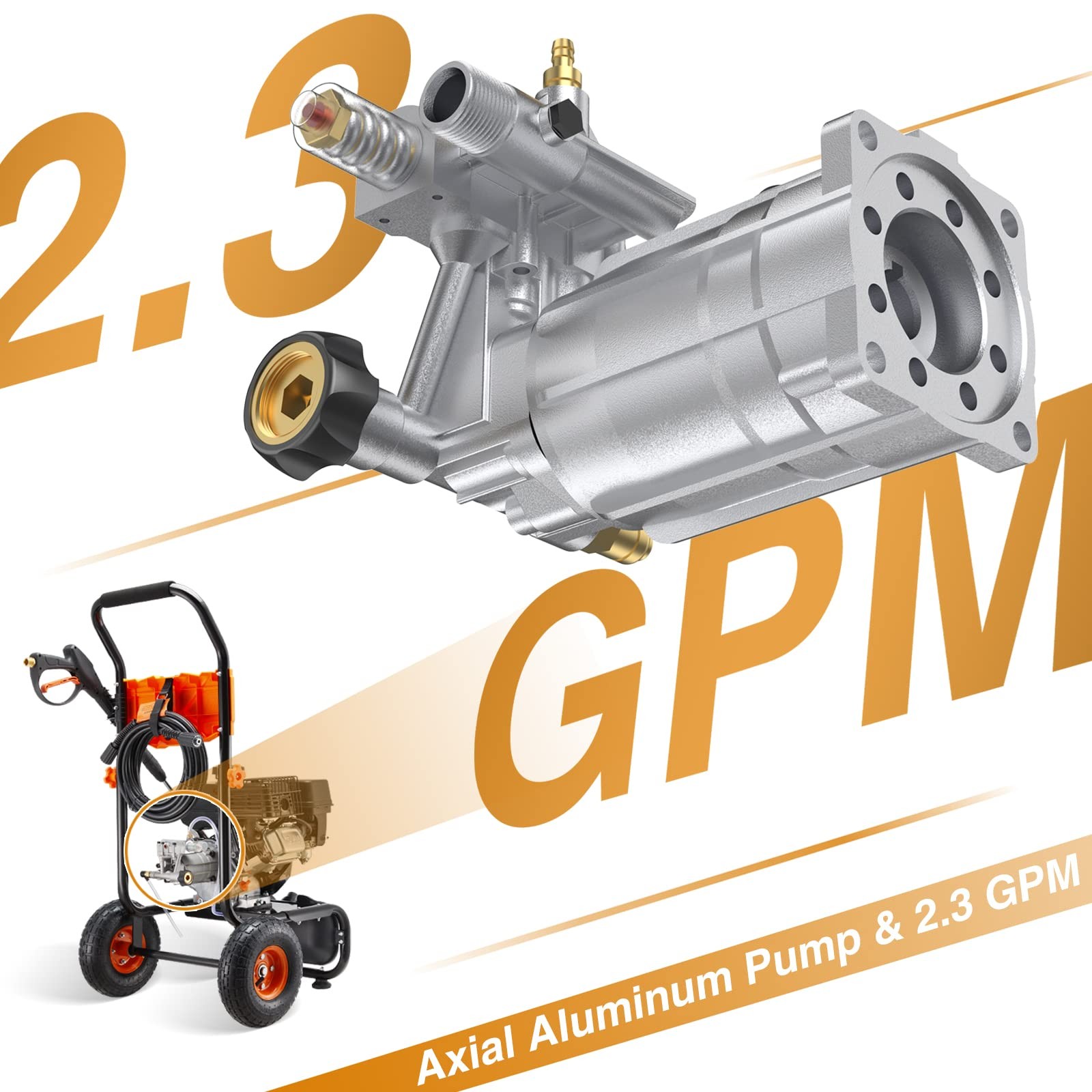Efurden 3500PSI High Pressure Washer Gasoline 2.3GPM 212cc Engine for Car/Floor