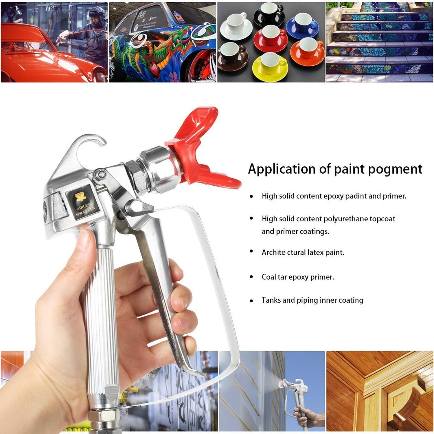 JOLINO Airless Paint Spray Gun, High Pressure 3600 PSI 517 Nozzle Tip Sprayer…