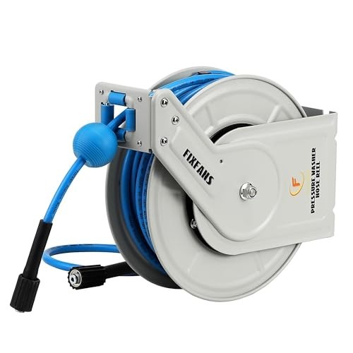 Pressure Washer Hose Reel 60ft 1/4 Heavy Duty Auto Rewind Wall Mounted 3600 PSI