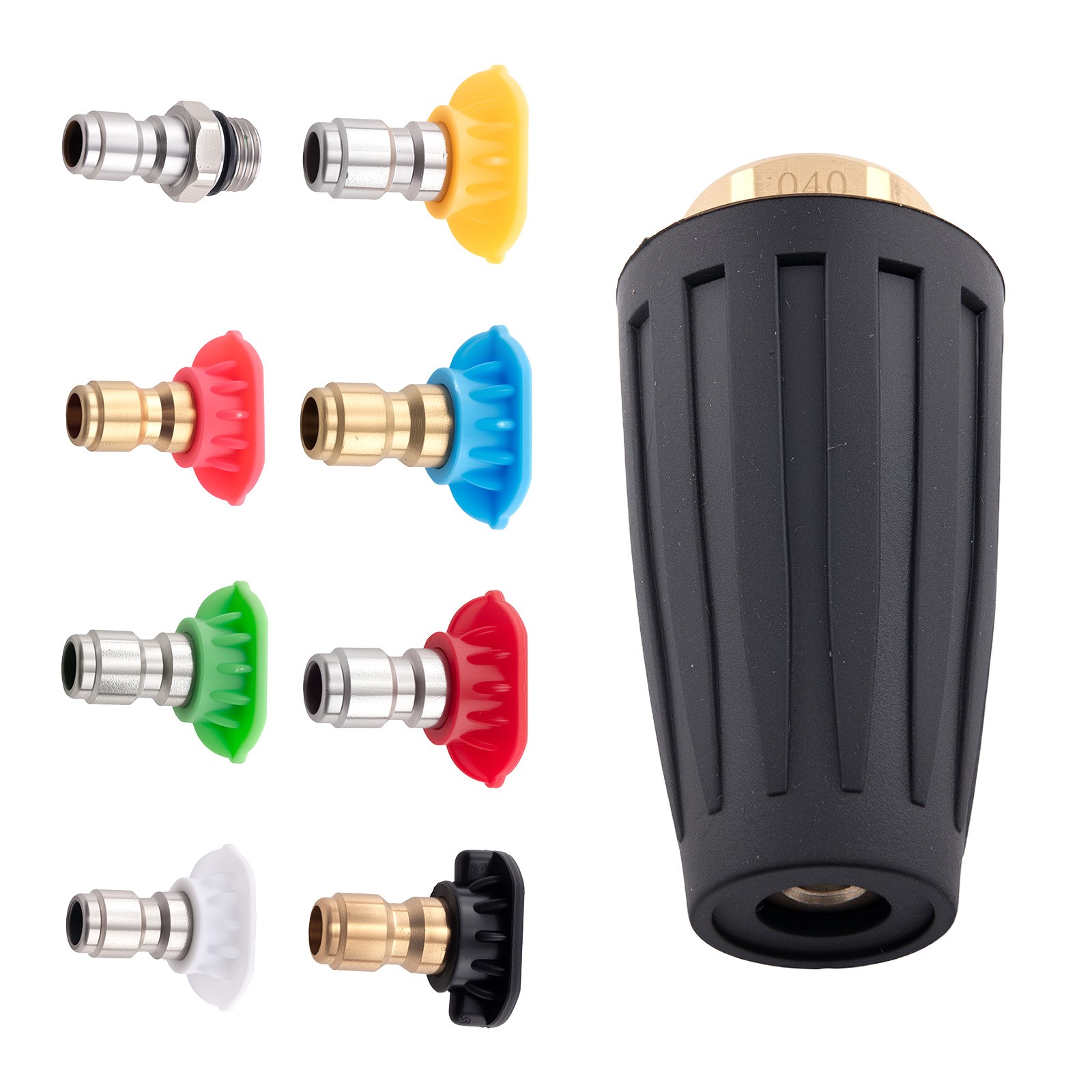 4000PSI Pressure Washer Turbo Rotating Nozzle Spray Nozzles 1/4 QC Multi Angle