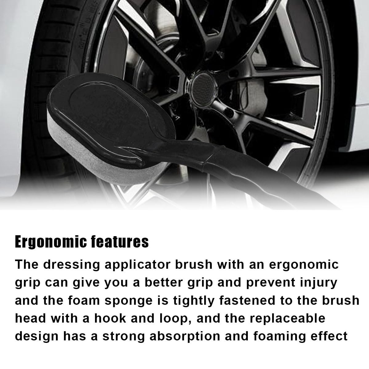 Tire Shine Applicator Brush Car Waxing Sponge Brush with Curved Handle
