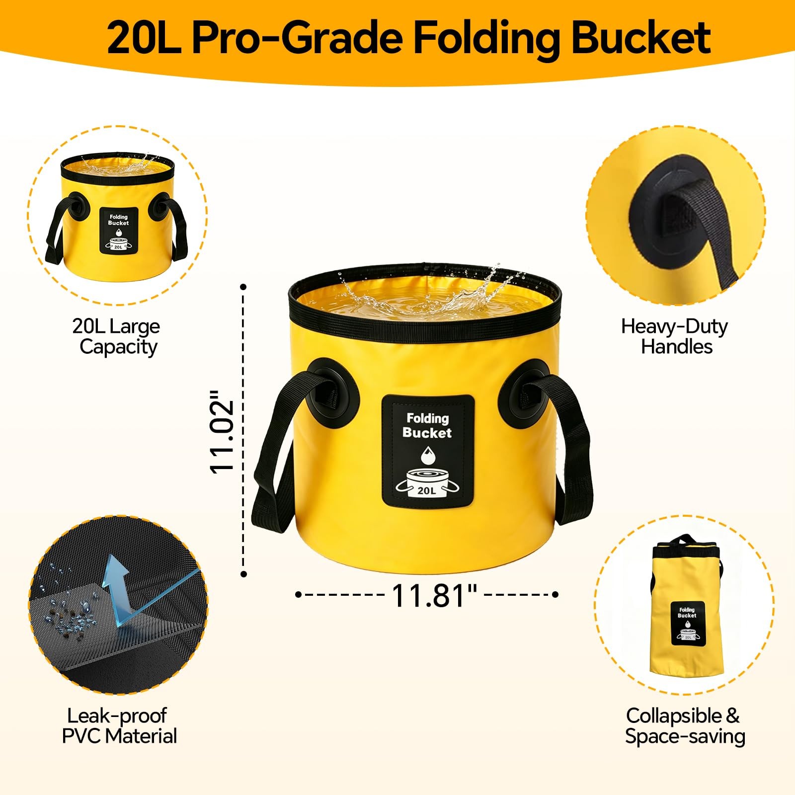 AutoShark 7-in-1 Car Wash Kit with 20L Folding Bucket & Brush – Car Wash Mop …